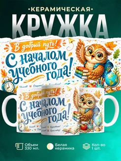 Купить кружку с совой и книгами в подарок ученику с доставкой по России