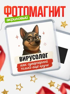 Купить магнит сувенирный 65мм Вирусолог как супергерой с доставкой по России