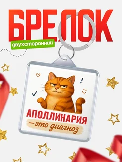 Купить брелок с котом и именем Аполлинария — смешной подарок с доставкой