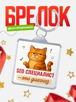 Купить брелок с рыжим котом Seo специалист диагноз в подарок кадровику с доставкой по России