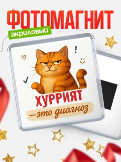Купить магнит с рыжим котом «Хуррият — это диагноз» с доставкой по России