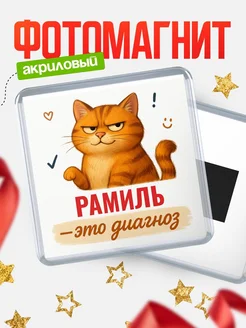 Купить магнит с рыжим котом «Рамиль — это диагноз» с доставкой по России