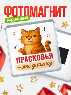 Купить магнит с рыжим котом «Прасковья — это диагноз» с доставкой по России