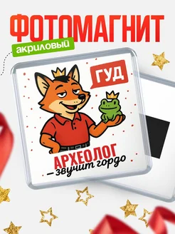 Купить магнит прикольный с лисой и лягушкой для Археолог с доставкой по России