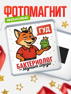 Купить магнит прикольный с лисой и лягушкой для Бактериолог с доставкой по России