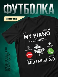 Купить футболку чёрную с принтом пианист в подарок с доставкой по России