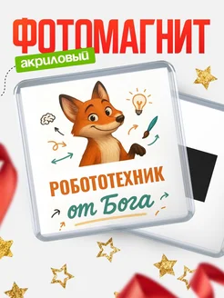 Купить магнит сувенирный 65мм с доставкой по России — Робототехник от Бога
