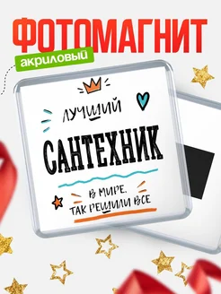 Купить магнит сувенирный 65мм «Лучший Сантехник в мире» в подарок с доставкой